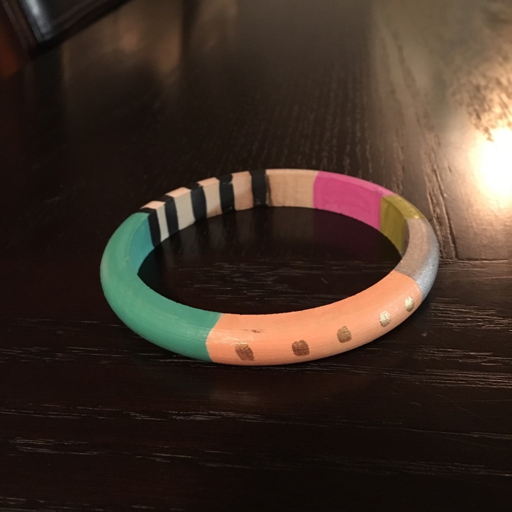 Beautiful Hand Painted Wooden Bracelets - Pair - Picture 3 of 5